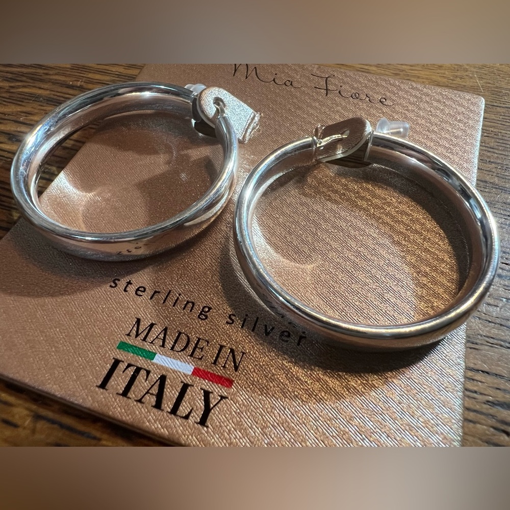 Mia Fiore Sterling Silver Hoop Earrings - Picture 2 of 4